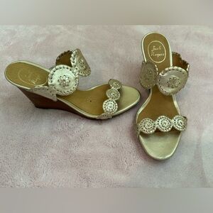 Jack Rogers Luccia Wedge, Platinum, Size 9